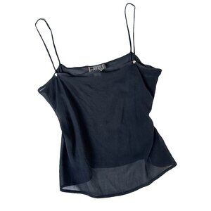 90s Vintage Gianni Versace Logo Silk Sheer Square Neck Cami